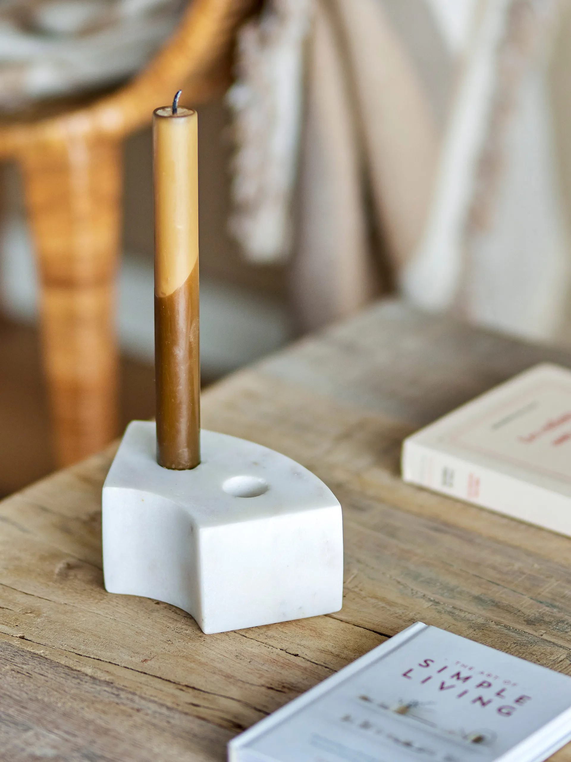 Florida świecznik 14,5x6x7,5 cm, White marble Bloomingville