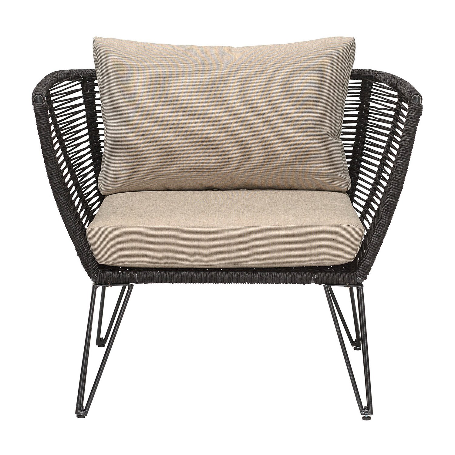 Bloomingville Fotel Mundo lounge Black-beige | Skandynawski Design | Krzesła ogrodowe | Czarny