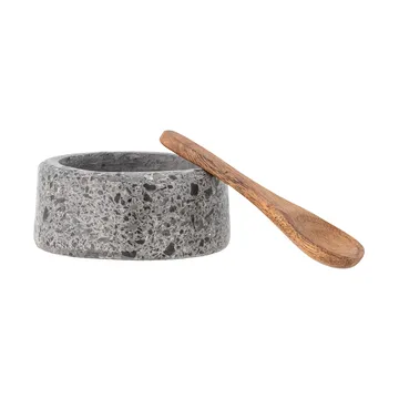 Ghizelle solniczka z łyżką Ø7 cm - Kamienna akacja - Bloomingville