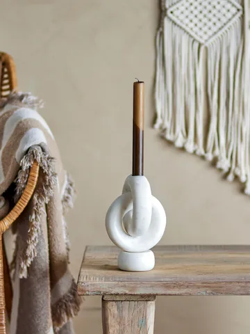 Goa świecznik 20 cm - White marble - Bloomingville