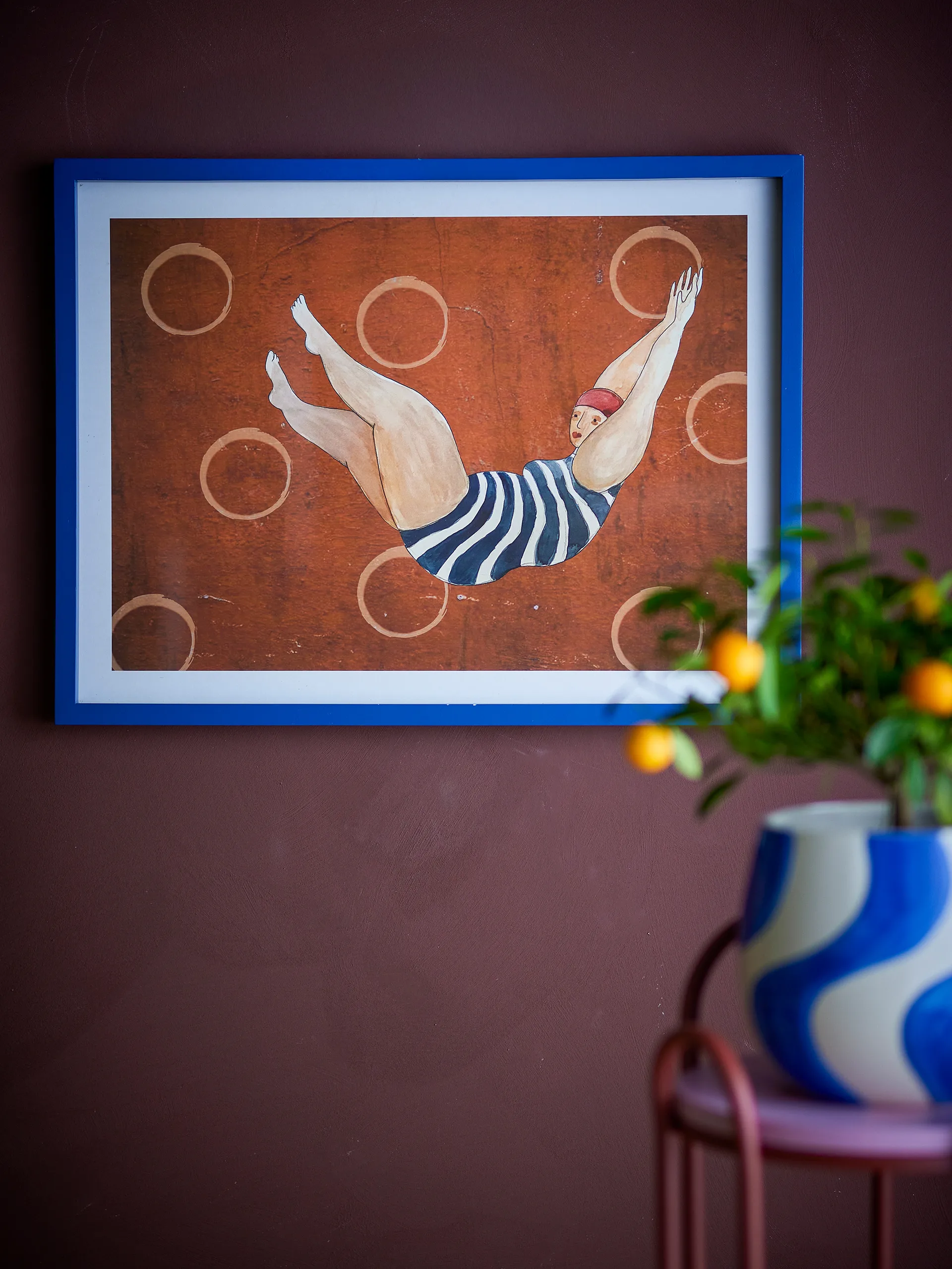 Ilustracja obramowana Svela 52x47 cm, Brązowy Bloomingville