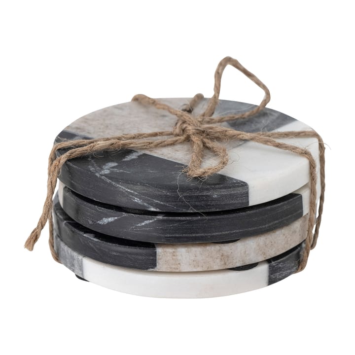 Izabella podstawki szklane Ø10 cm 4-pak - szary marmur - Bloomingville