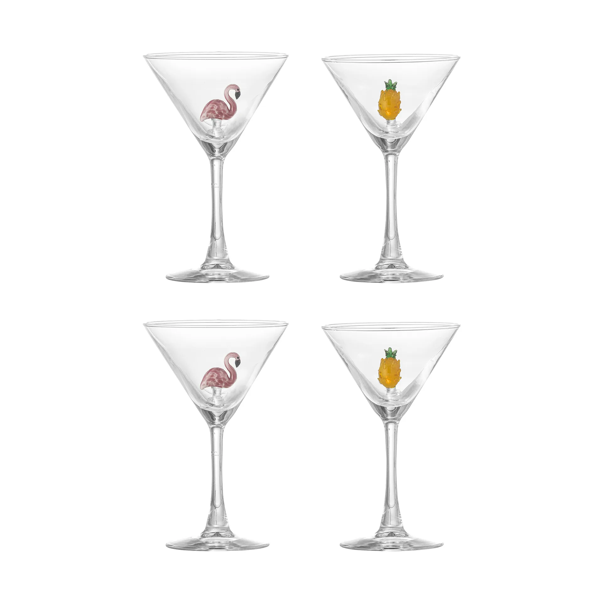 Kieliszki do koktajli Misa 17 cl 4 szt, Clear-flamingo, clear-pineapple Bloomingville