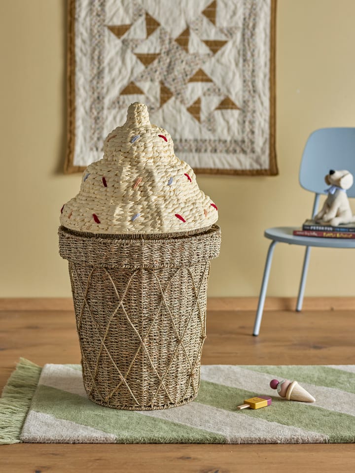 Kosz do przechowywania Cillie z pokrywą Ø40 cm, Nature ice cream Bloomingville