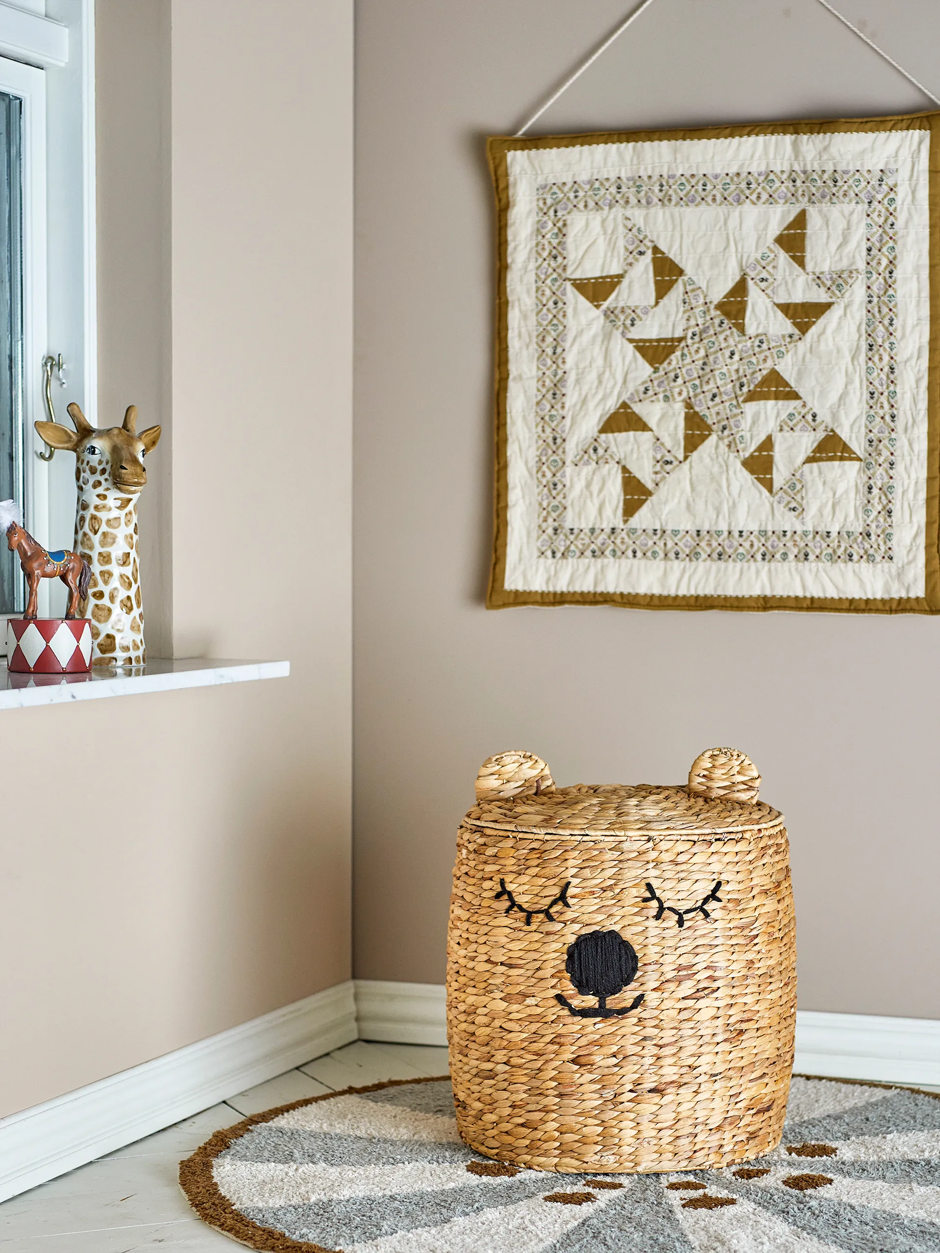 Kosz do przechowywania Dolma z pokrywką Ø42x50 cm, Nature Bloomingville