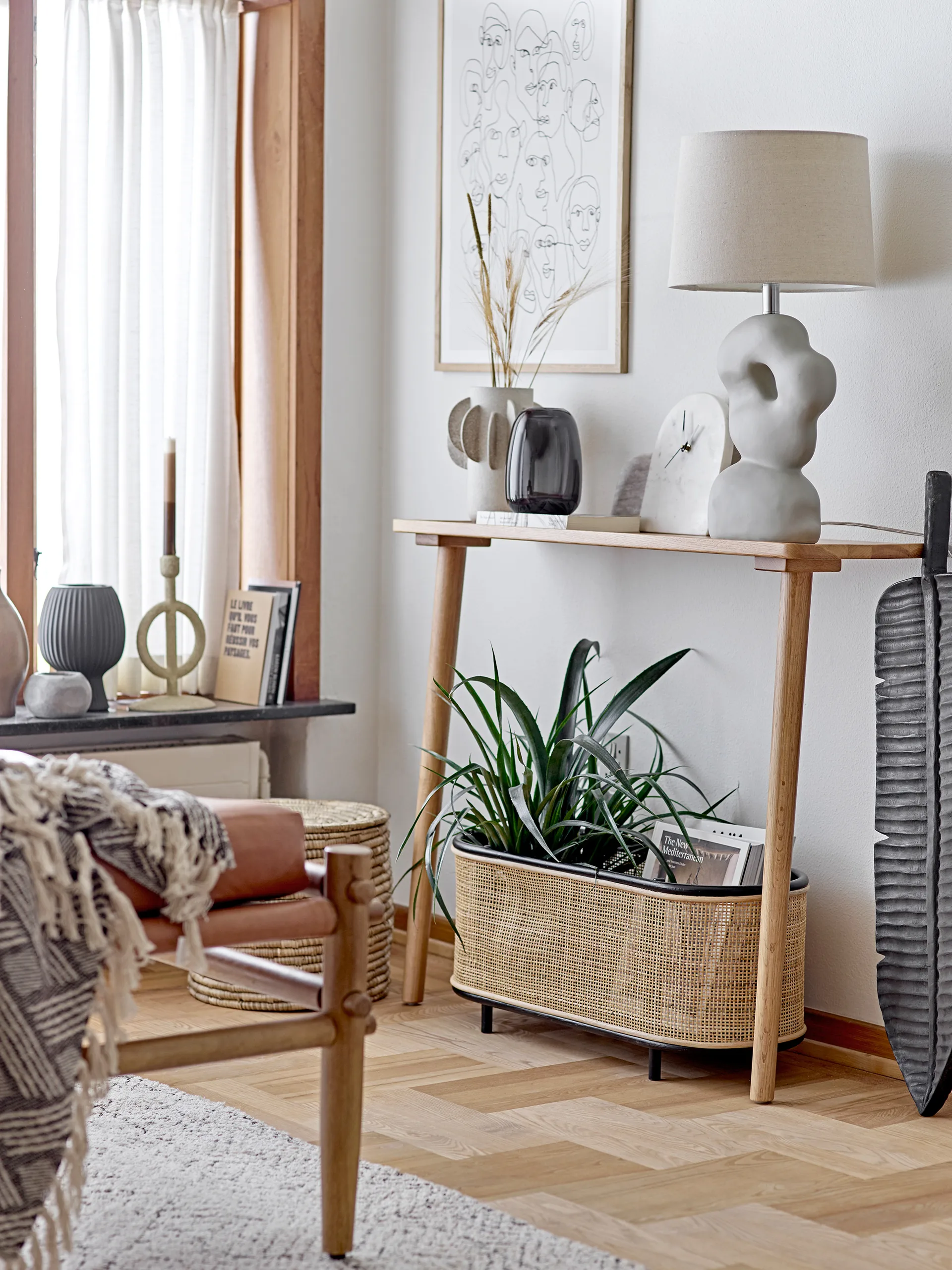 Kosz do przechowywania pościeli Lin z pokrywą 2 części, Naturalny Bloomingville