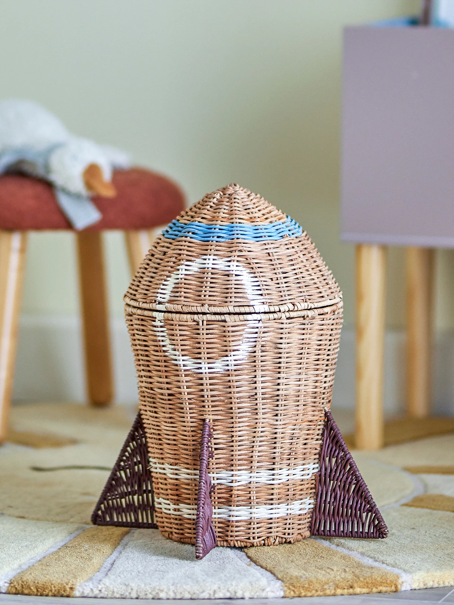 Kosz ratanowy pokrywką Space 31x35 cm, Naturalny Bloomingville