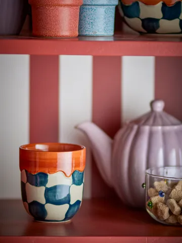 Kubek Check, 4-pak - Niebieski - Bloomingville