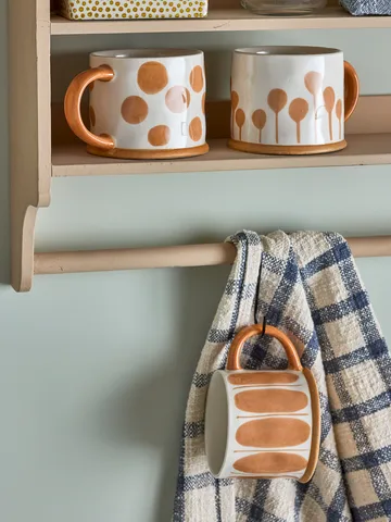 Kubek Linora 450 ml, 3-pak - Biało-brązowy - Bloomingville