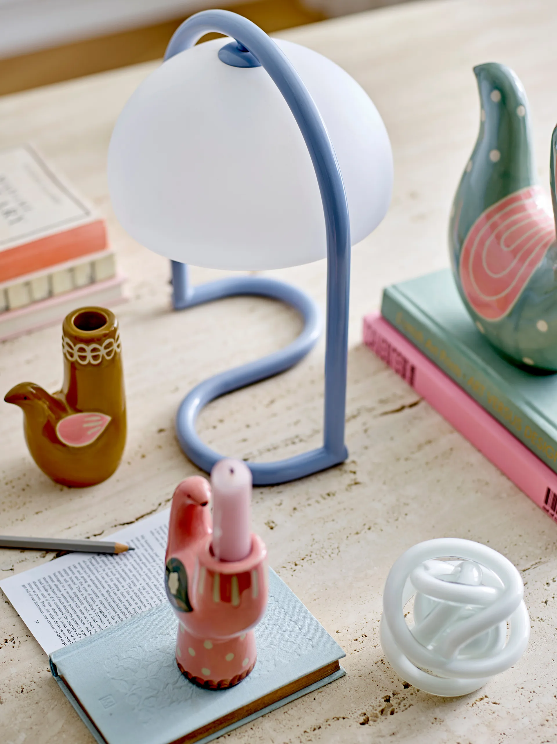 Lampa stołowa Favor Ø24,5x29,5 cm, Niebieski Bloomingville