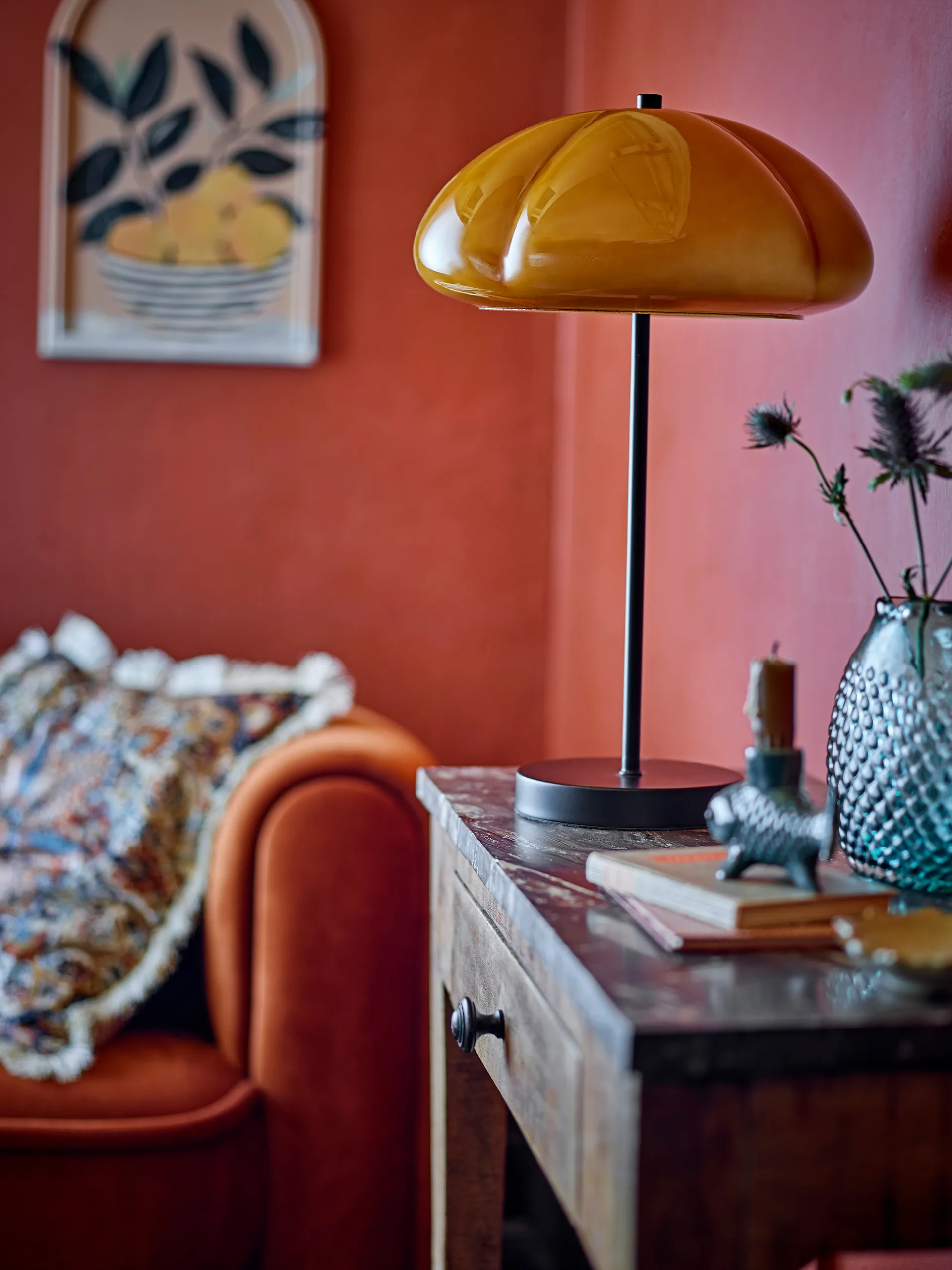 Lampa stołowa Kinoko Ø30 cm, Żółty Bloomingville