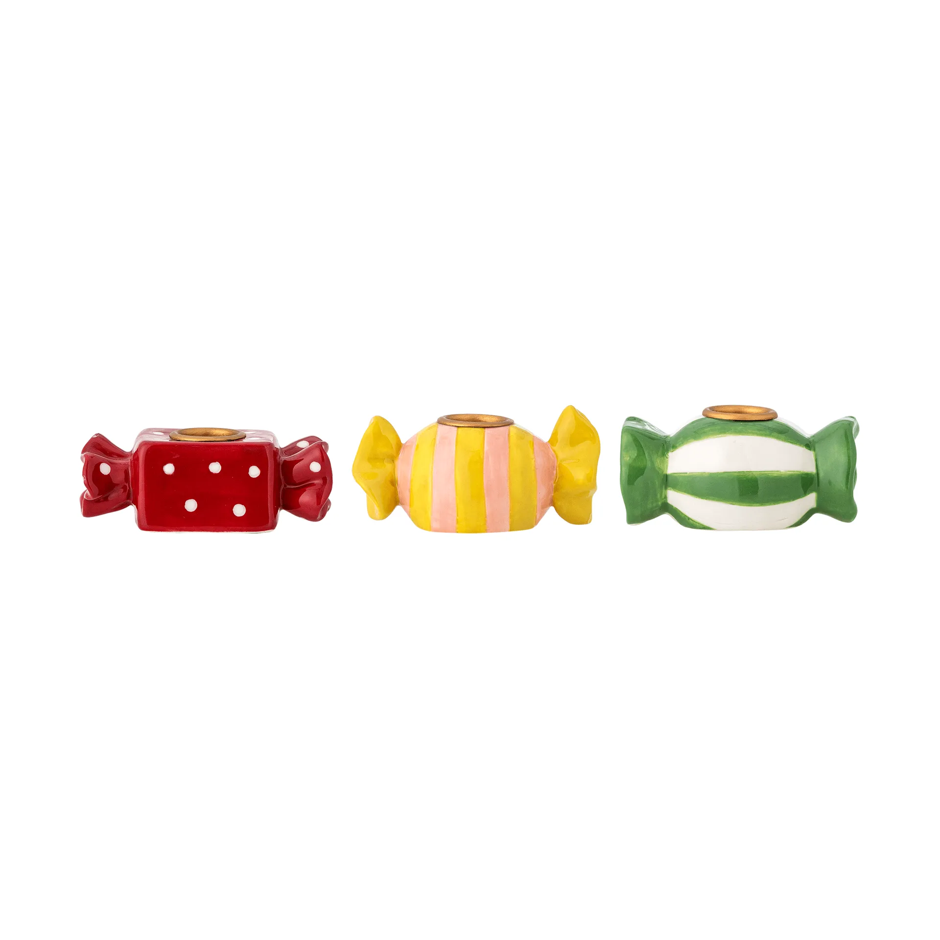 Leiano świecznik, Żółto-czerwono-zielony, 3 części, 10 cm Bloomingville