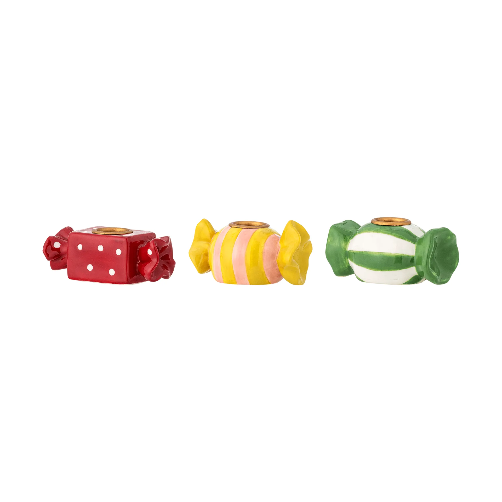 Leiano świecznik, Żółto-czerwono-zielony, 3 części, 10 cm Bloomingville