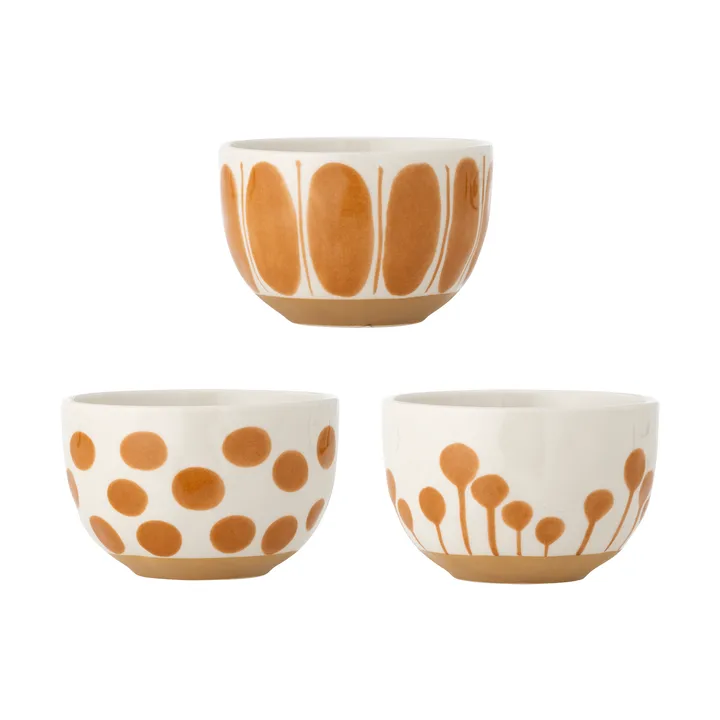 Linora miska 580 ml, 3 sztuki - Biało-brązowy - Bloomingville