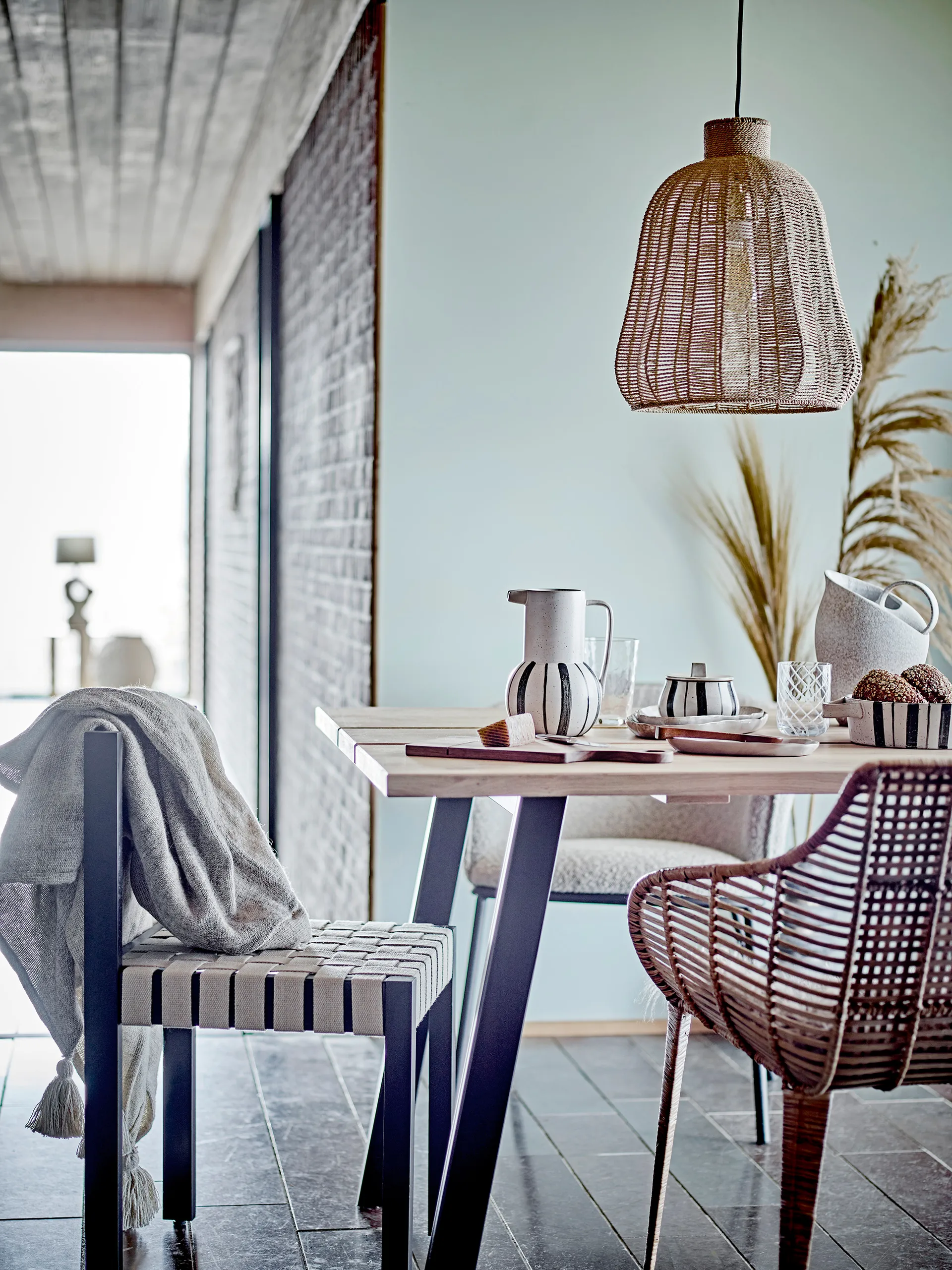 Marita pudełko z pokrywką Ø12 cm, Czarny-biały Bloomingville