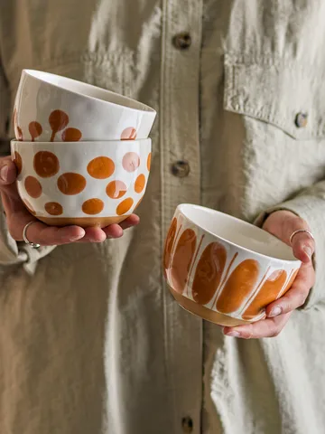 Miska Linora 580 ml, 3-pak - Biało-brązowy - Bloomingville