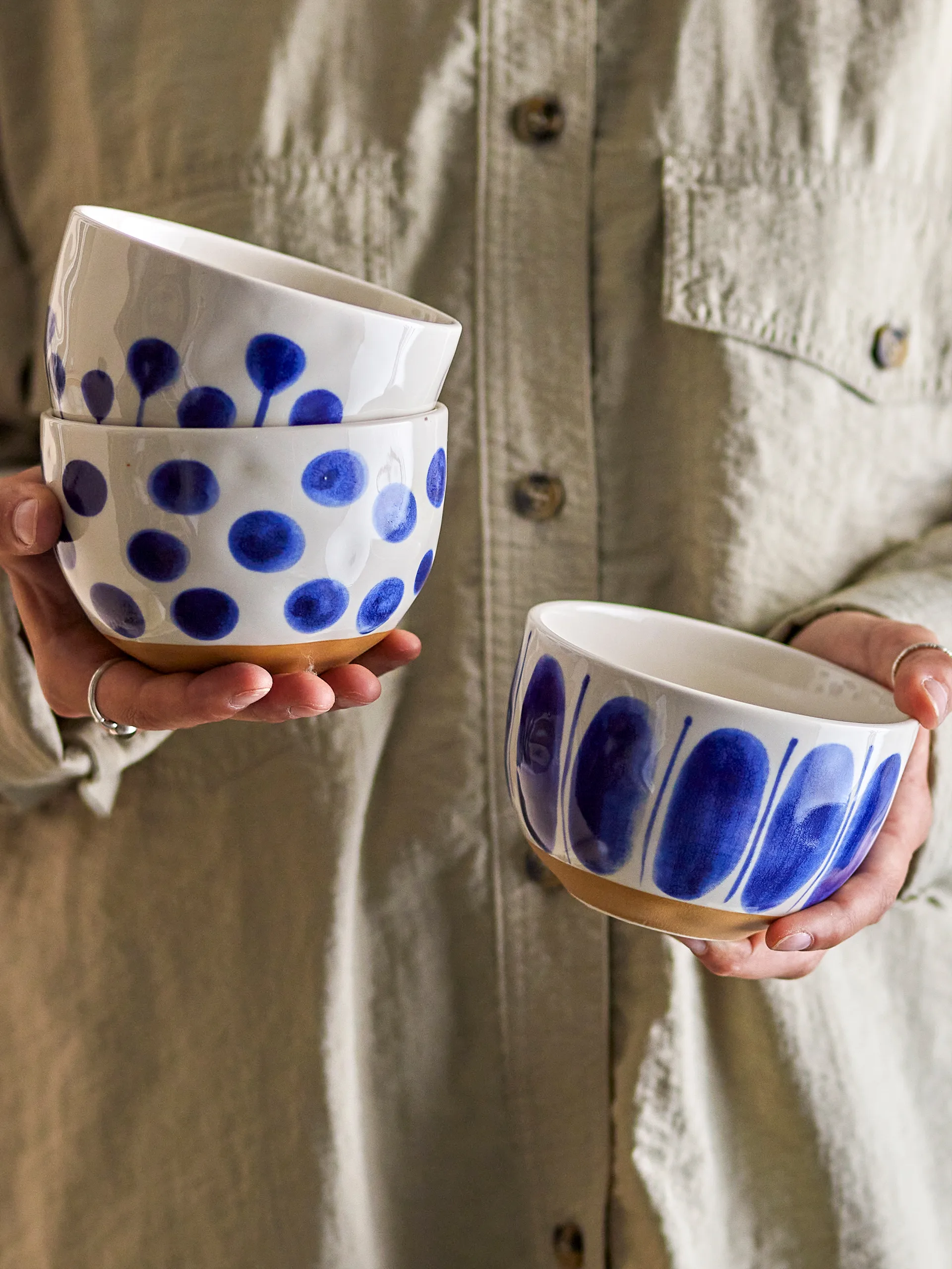 Miska Linora 580 ml, 3-pak, Niebieski Bloomingville