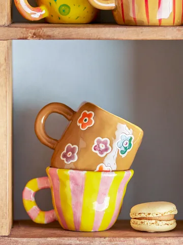 Nini filiżanka 100 ml - Różowo-żółta - Bloomingville