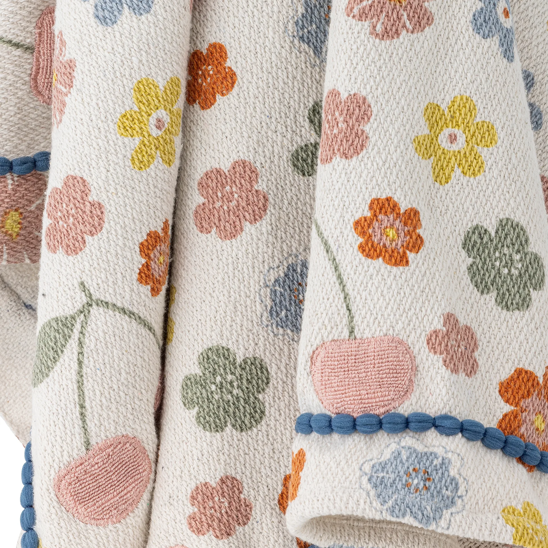 Pled bawełniany Cherry 160x130 cm, Różowy Bloomingville