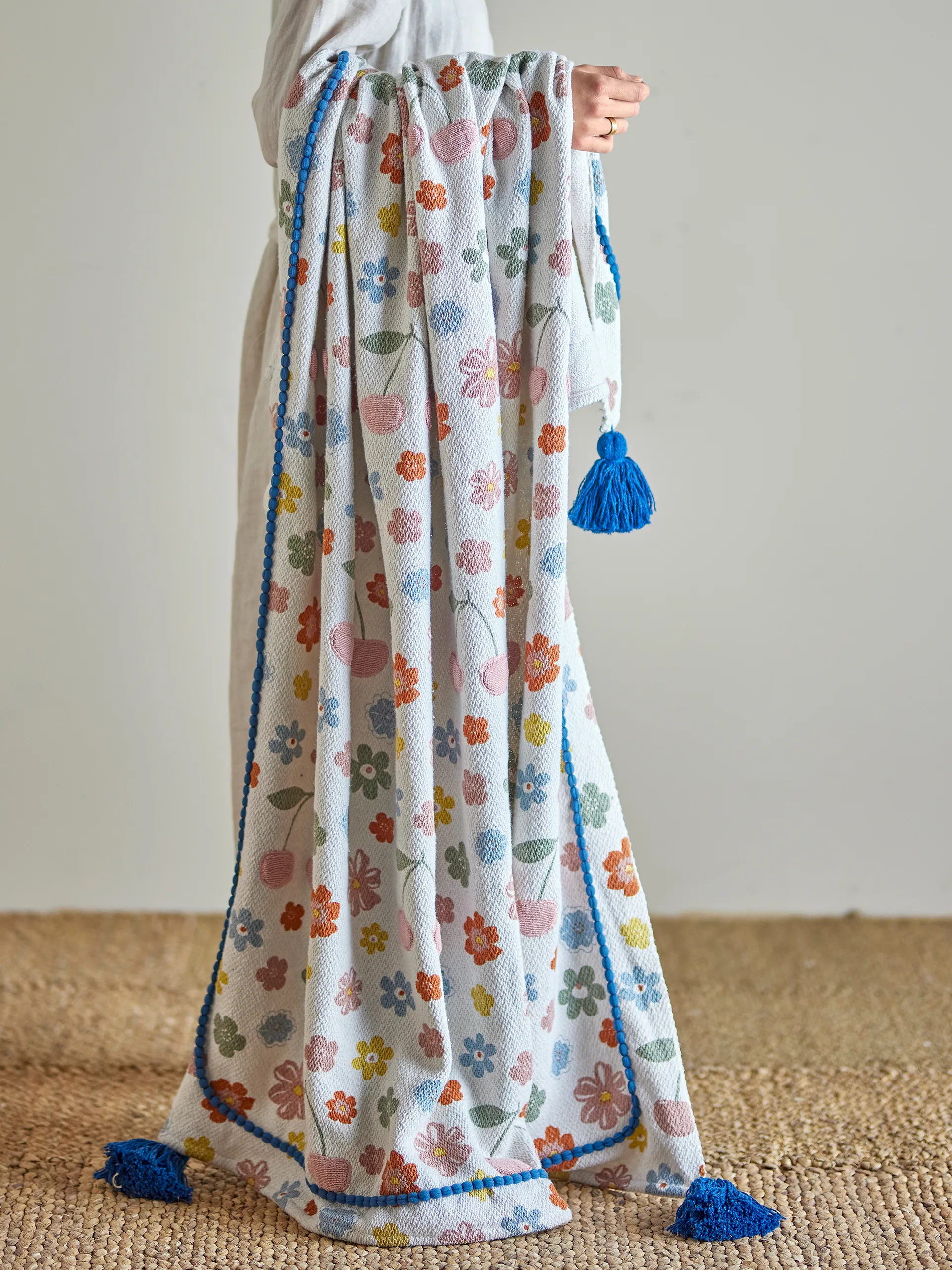 Pled bawełniany Cherry 160x130 cm, Różowy Bloomingville