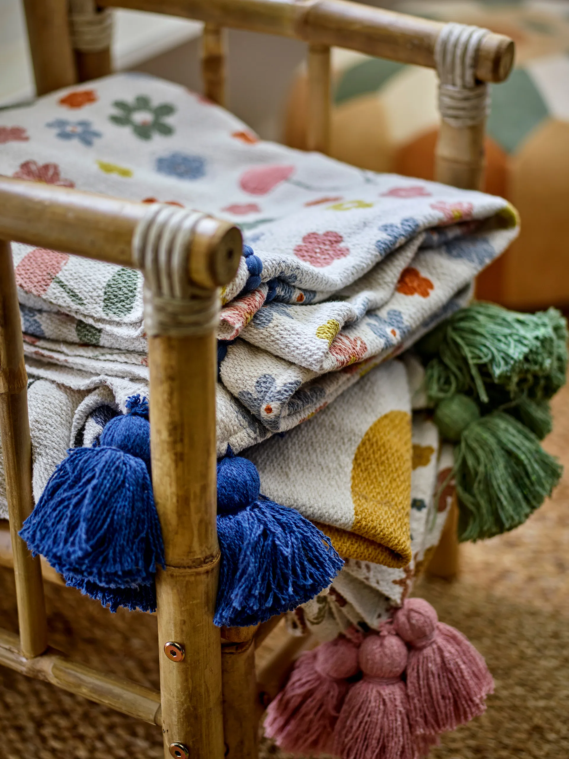 Pled bawełniany Cherry 160x130 cm, Różowy Bloomingville