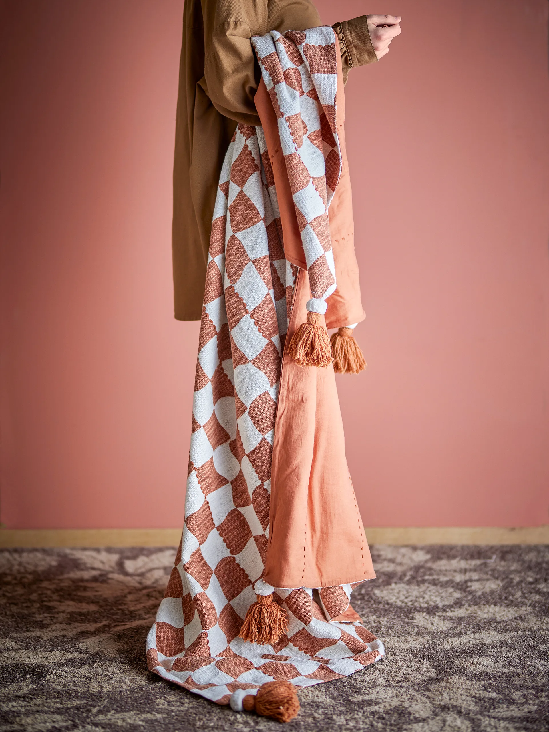 Pled bawełniany Chola 150x130 cm, Brązowy Bloomingville