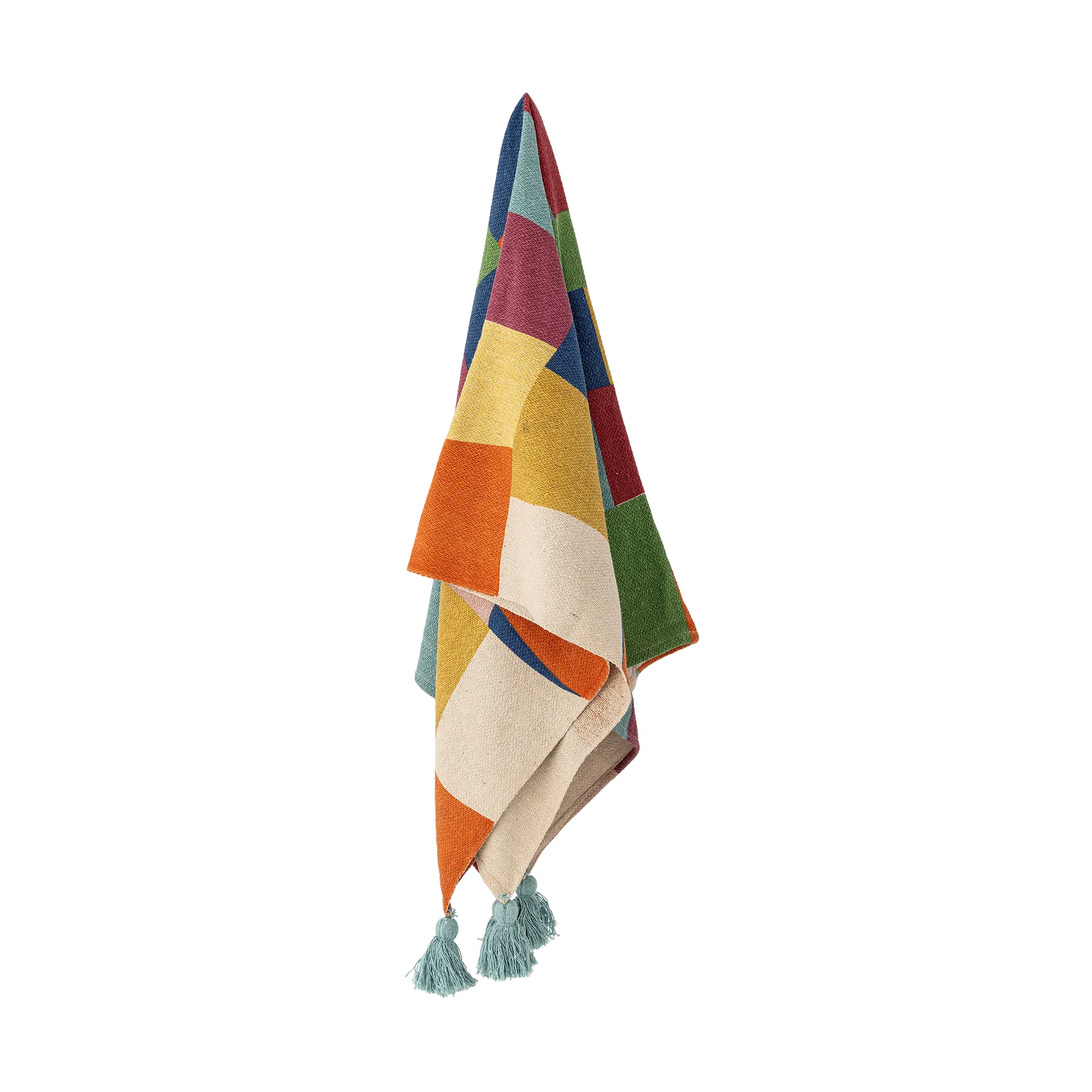 Pled bawełniany Colorine 160x130 cm, Niebieski Bloomingville