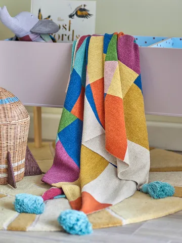 Pled bawełniany Colorine 160x130 cm - Niebieski - Bloomingville