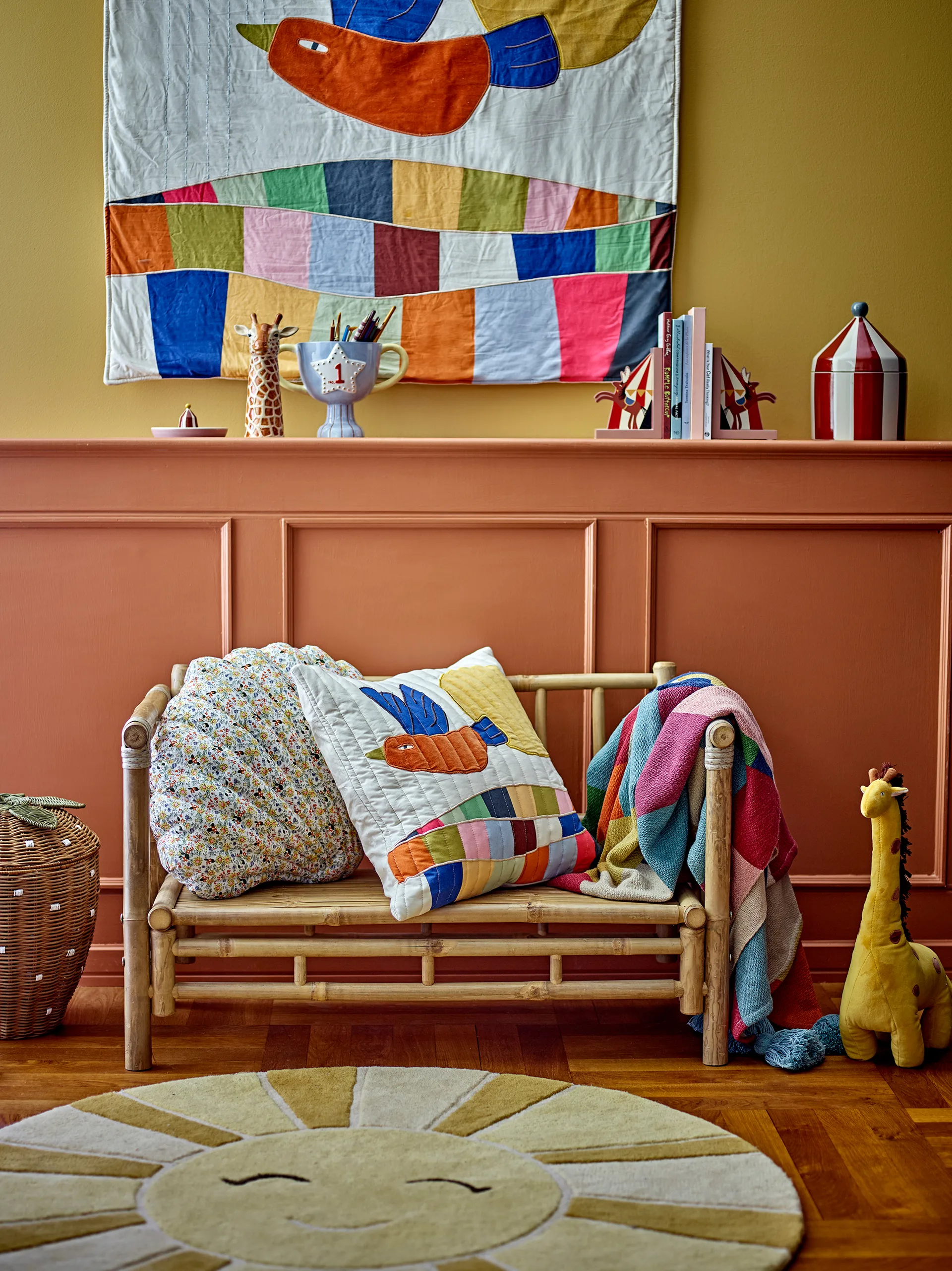 Pled bawełniany Colorine 160x130 cm, Niebieski Bloomingville