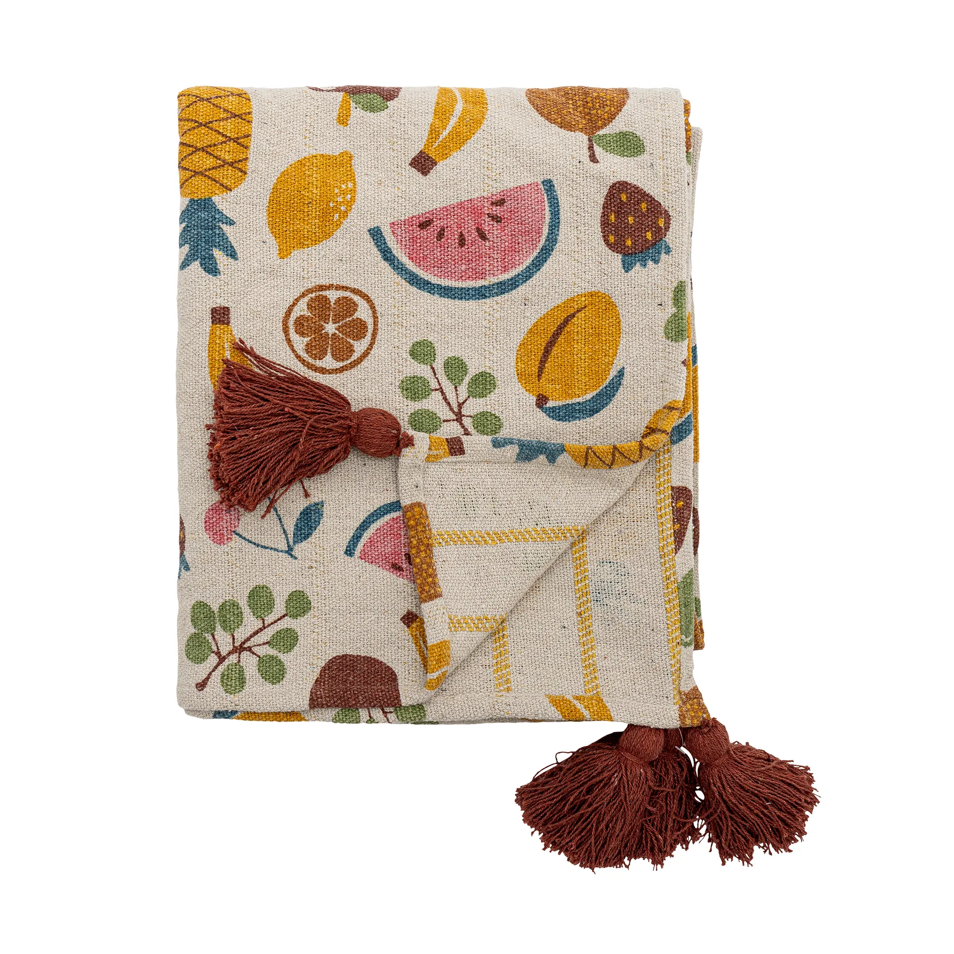 Pled bawełniany Fruitta 160x130 cm, Żółty Bloomingville