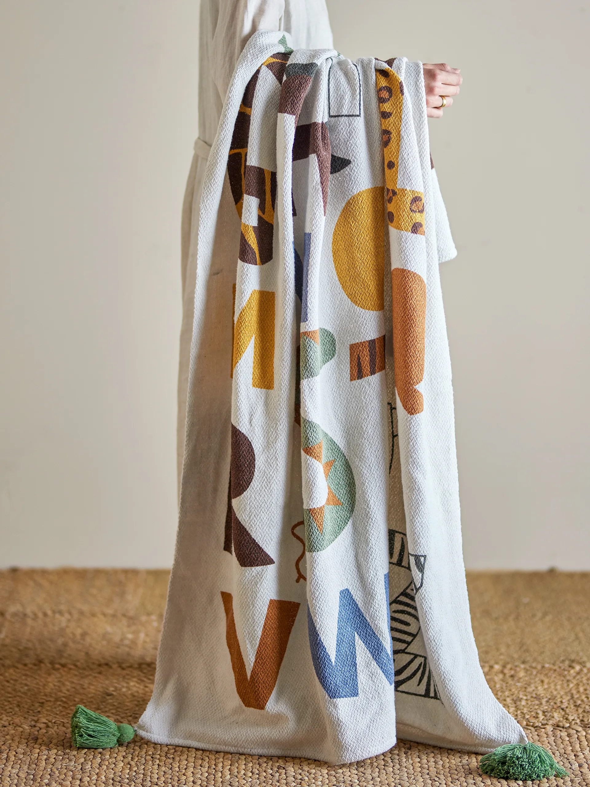 Pled bawełniany Memmo 160x130 cm, Naturalny Bloomingville