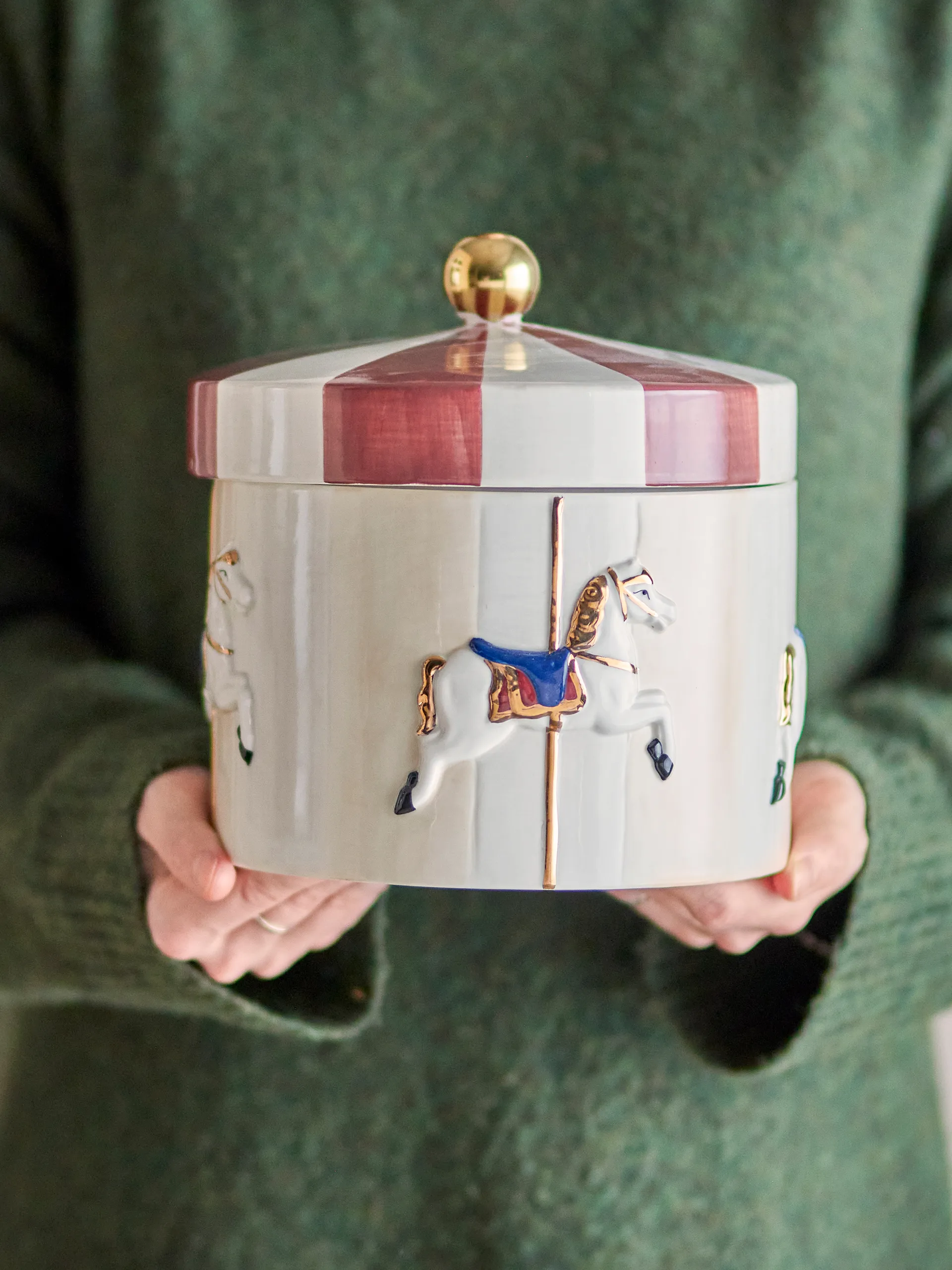 Pojemnik z pokrywką Merry-go-round Ø19,5x20,5 cm, Czerwono-biały Bloomingville