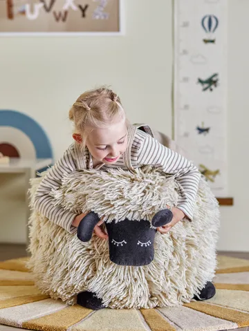 Pufa z wełny Dolly 50x45 cm - Biały - Bloomingville