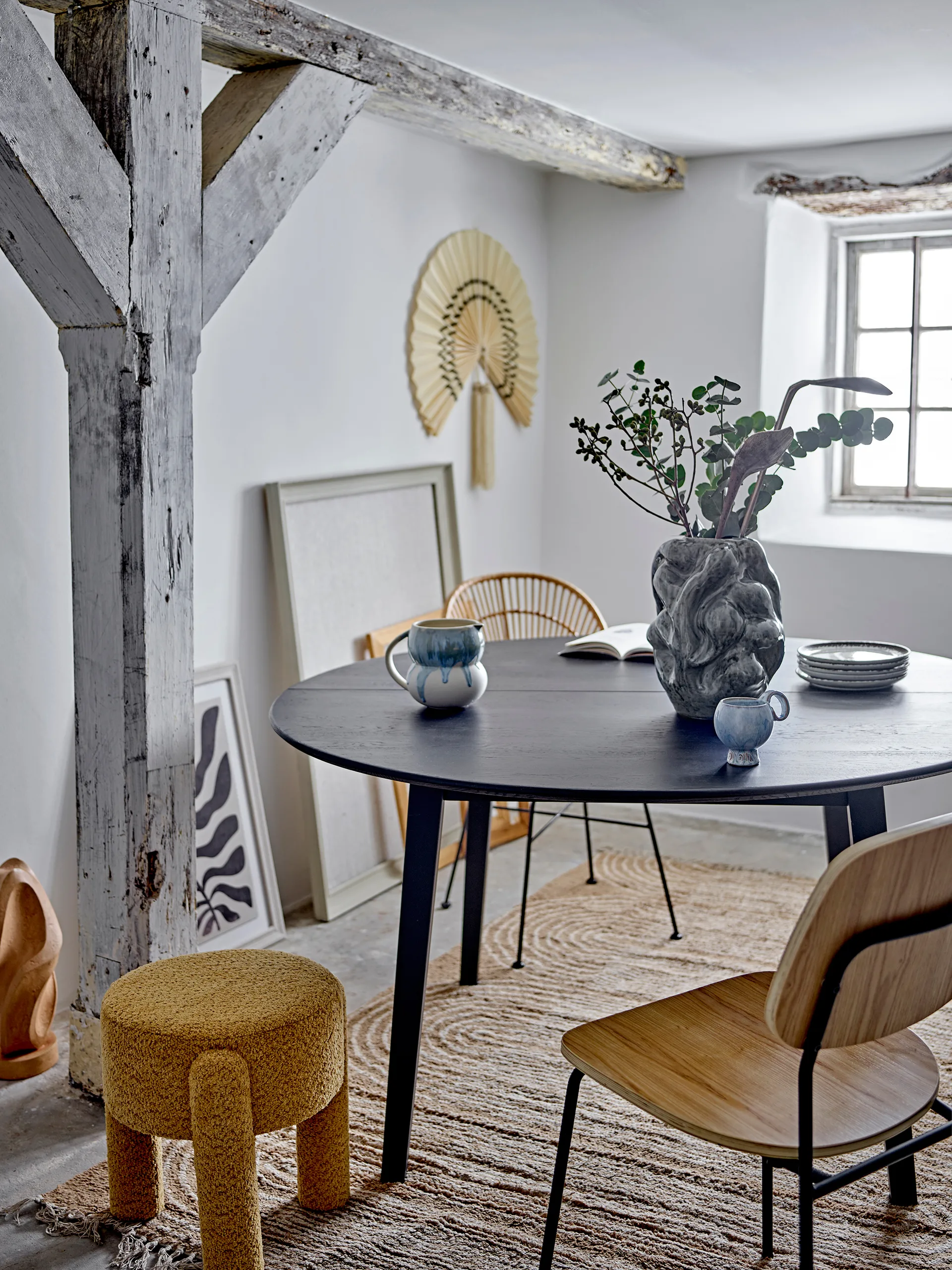 Stołek Bruno Ø42 cm, Żółty Bloomingville