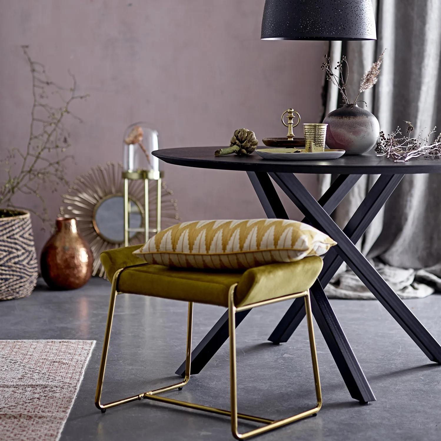 Stołek Megan, Żółty Bloomingville