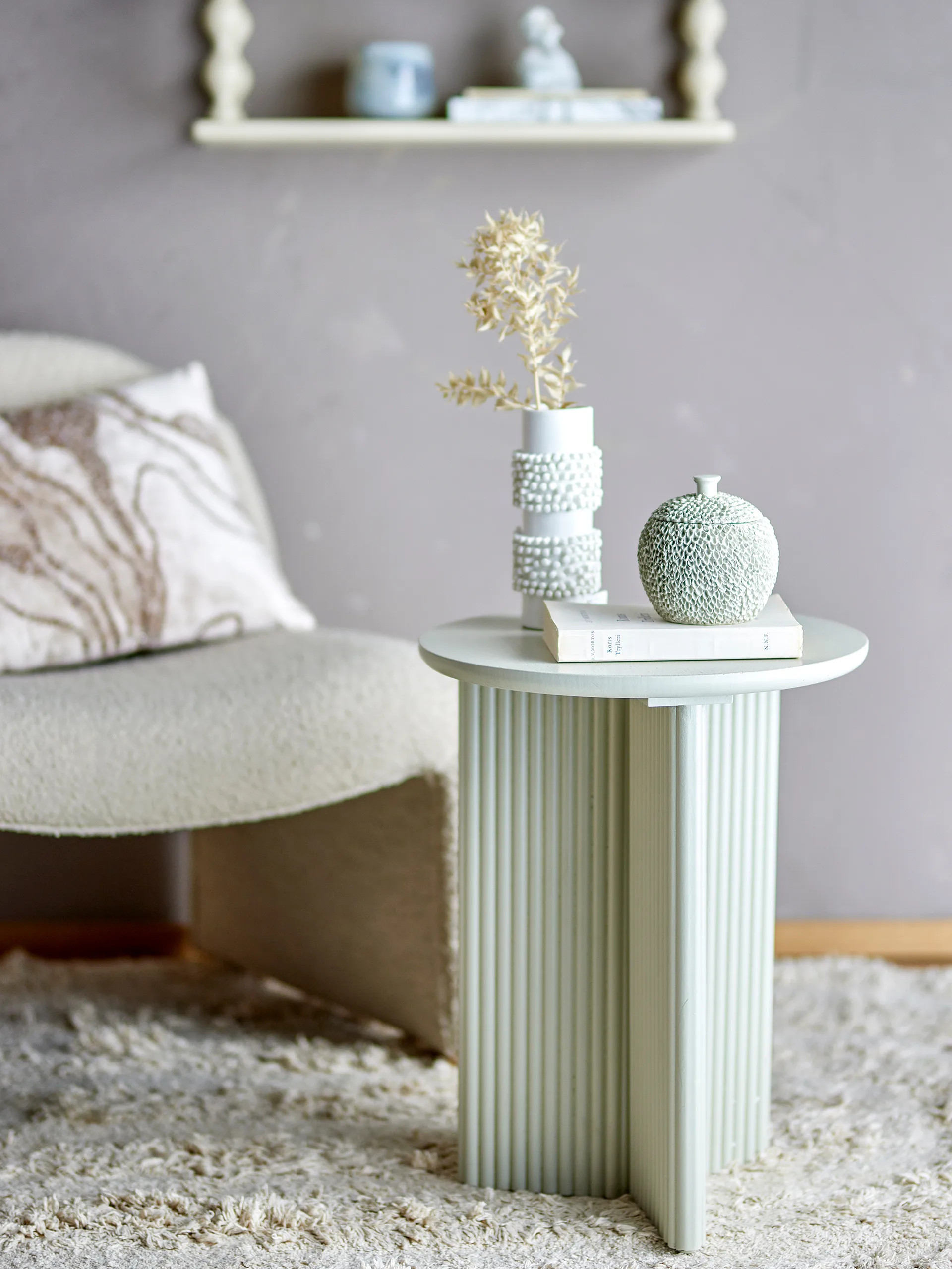 Stolik boczny Edith Ø40 cm, Biały Bloomingville