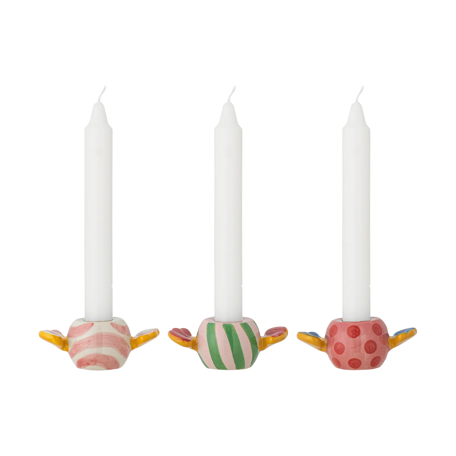 Świecznik Caramella, 3 części, Różowy Bloomingville