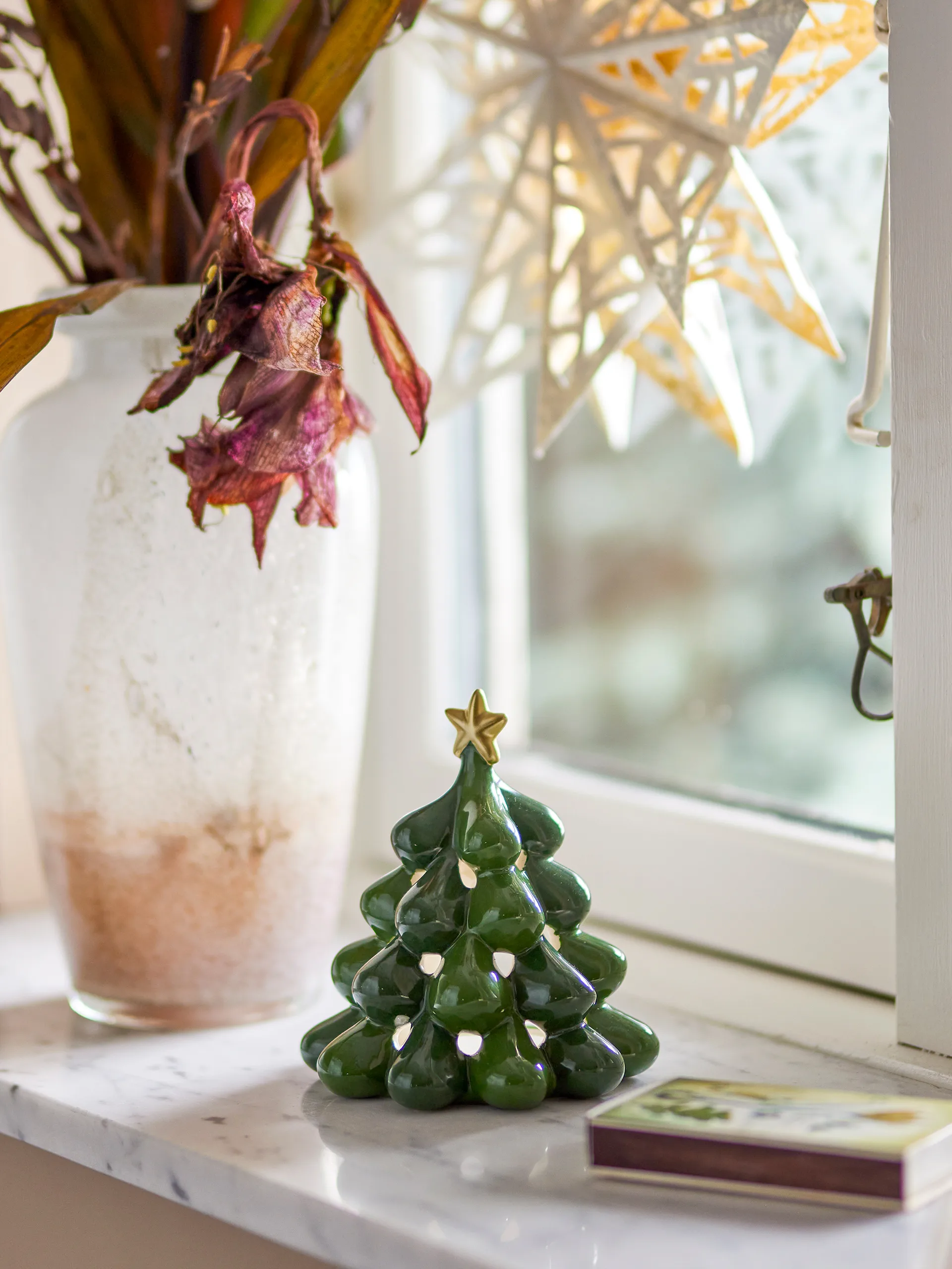 Świecznik Elof choinka 13,5 cm, Zielony Bloomingville