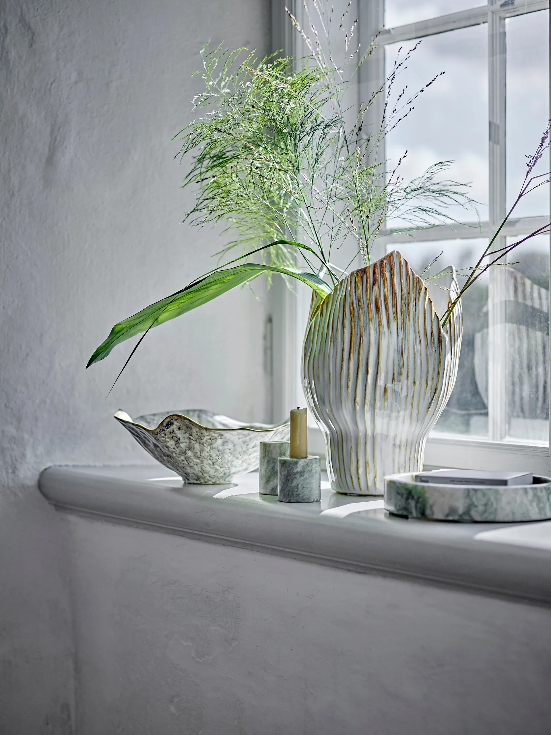 Świecznik Kokoro 2 części, Zielony marmur Bloomingville