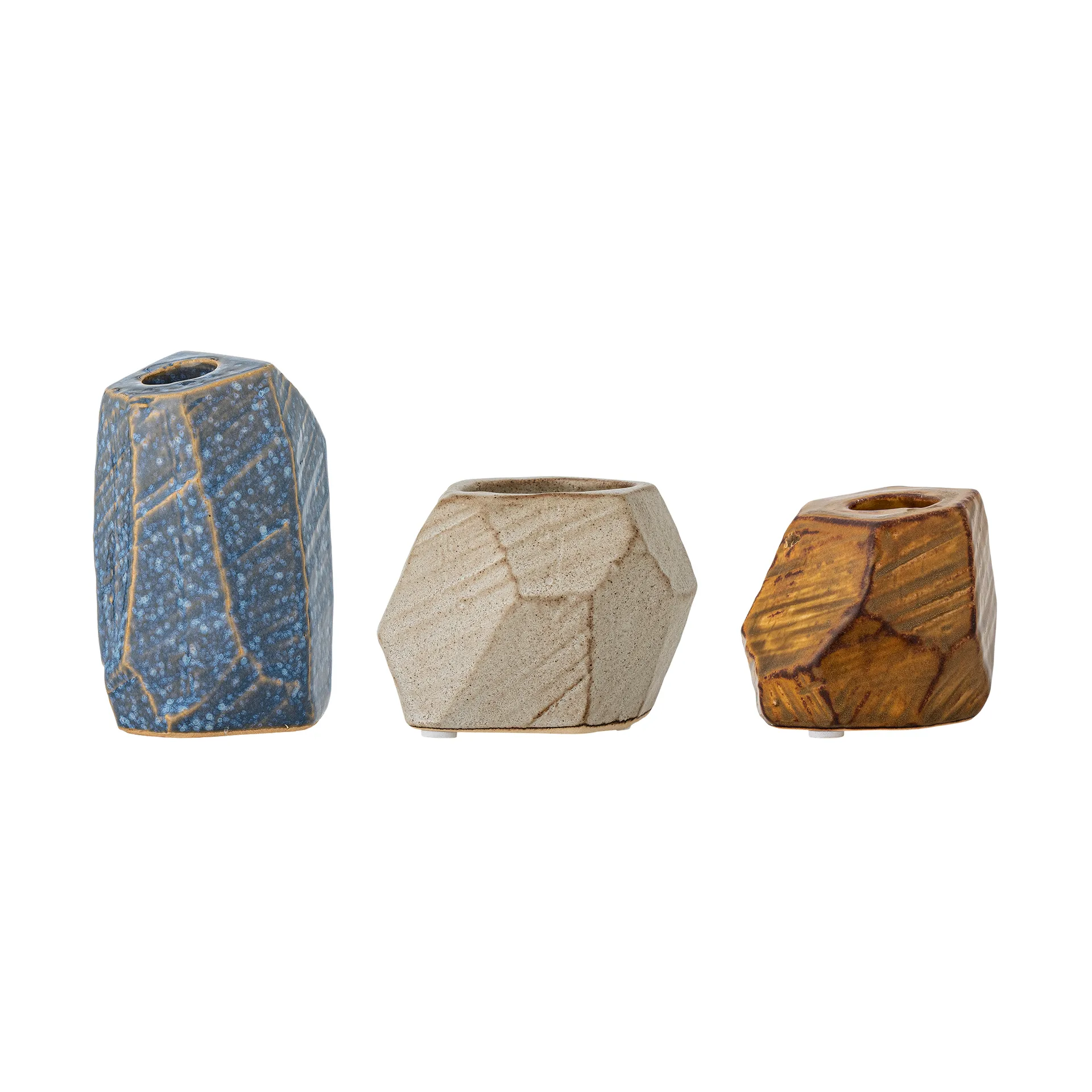 Świeczniki Kimber, 3 części, Niebieski Bloomingville