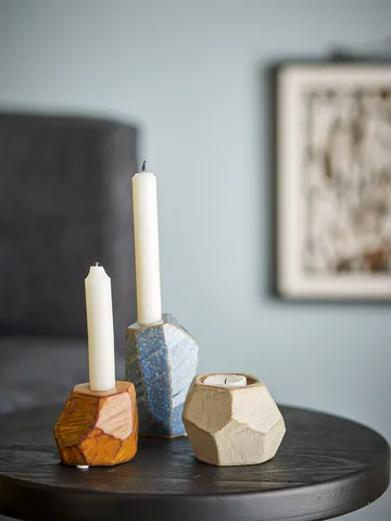 Świeczniki Kimber, 3 części - Niebieski - Bloomingville