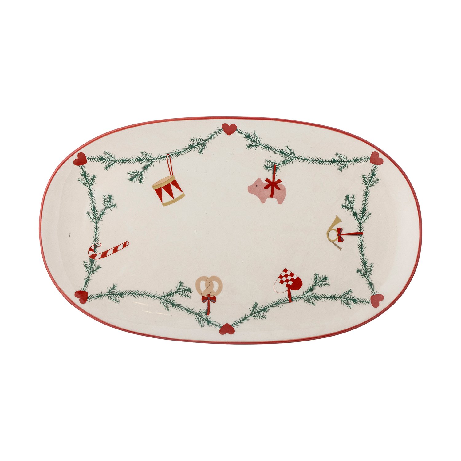 Bloomingville Taca do serwowania Yule 38,5x23 cm Biała - mosiądz