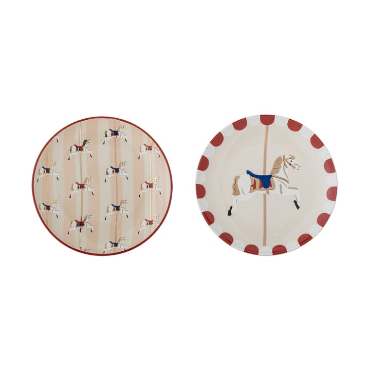 Talerz merry-go-round Ø16 cm, 2 części - Beżowo-czerwony - Bloomingville