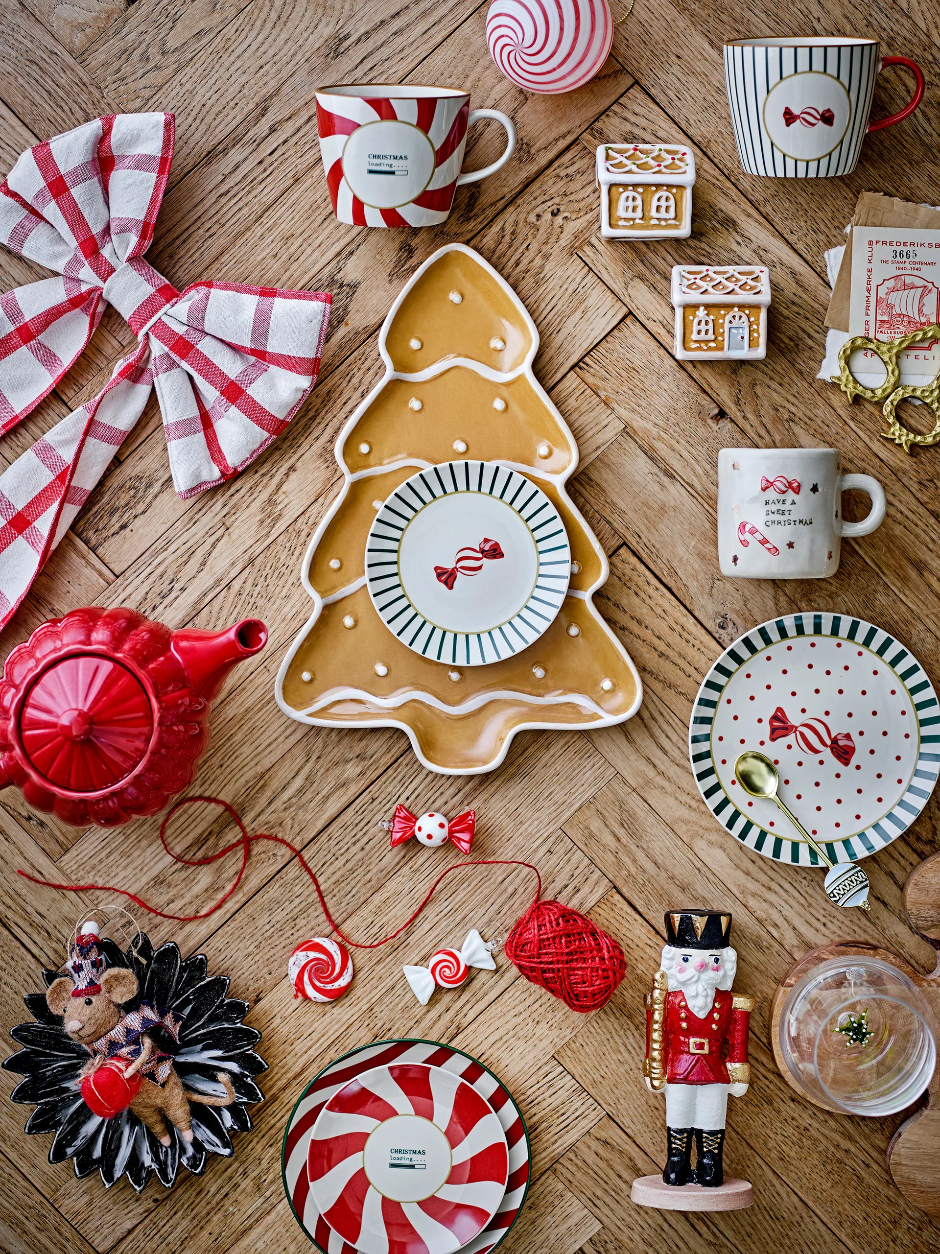 Talerz Yule Ø16 cm, Naturalny-czerwony Bloomingville