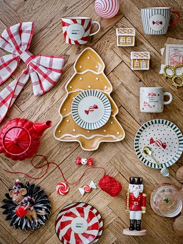 Talerz Yule Ø16 cm - Naturalny-czerwony - Bloomingville