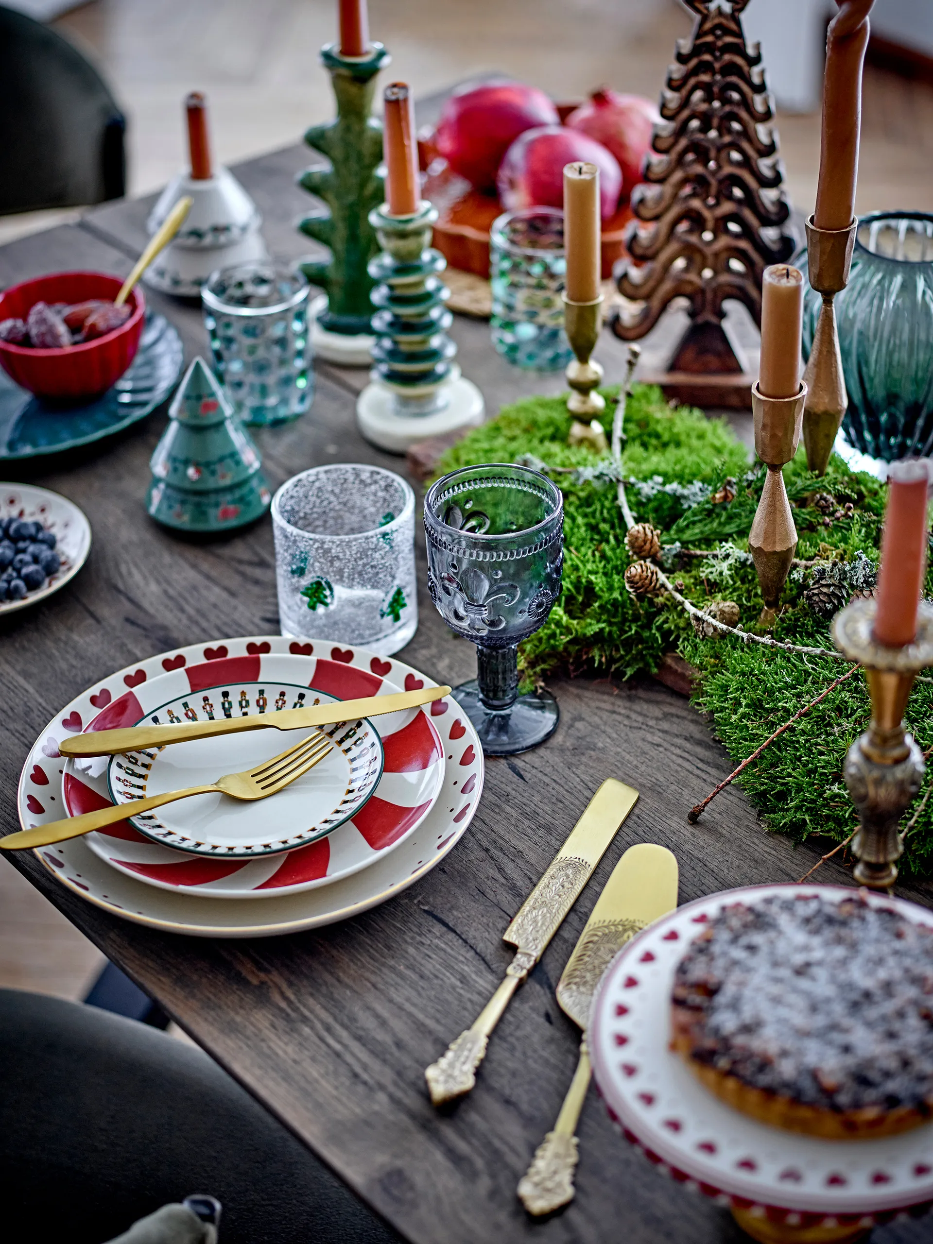 Talerz Yule Ø23 cm, Naturalny-czerwony Bloomingville