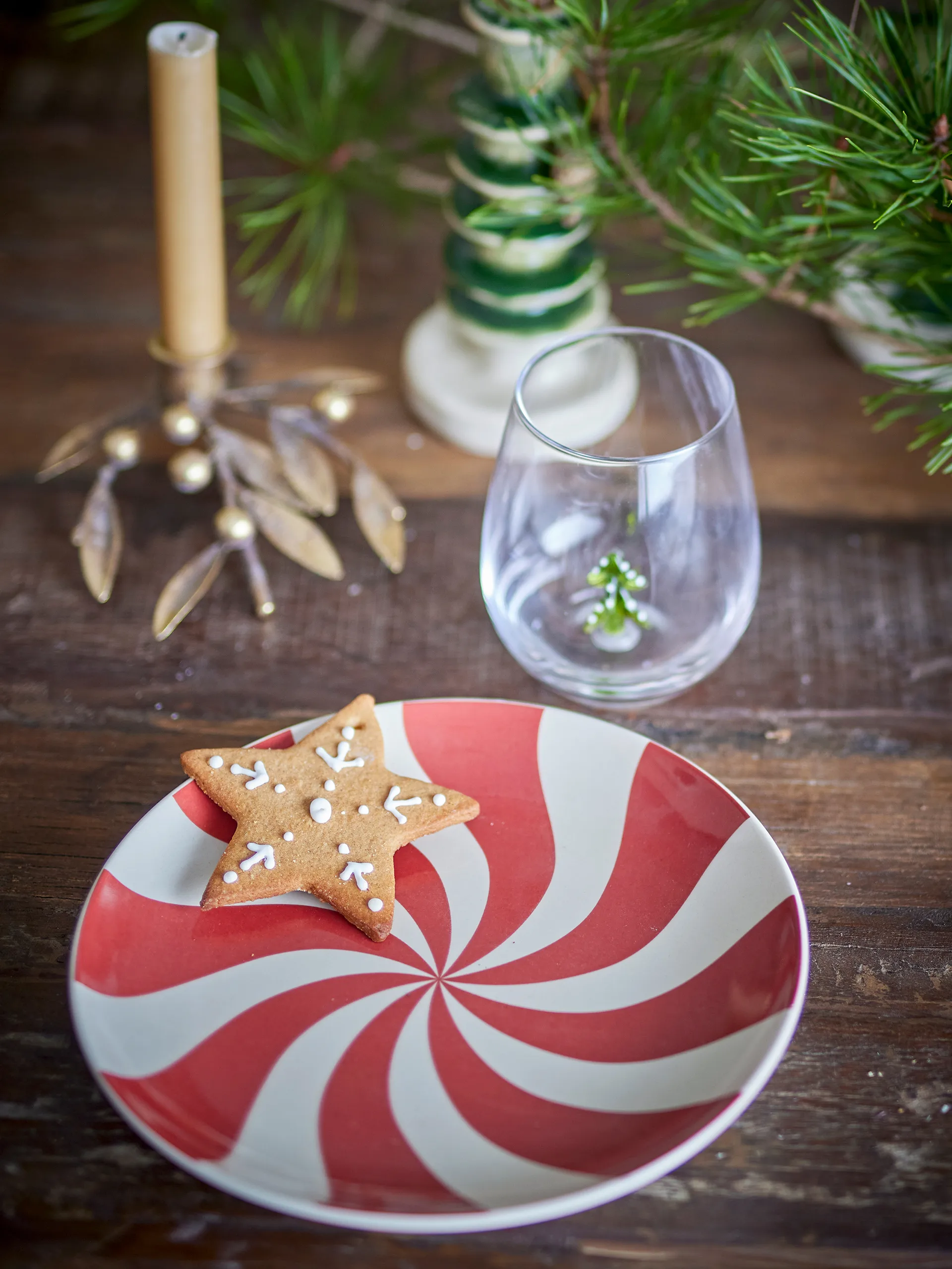 Talerz Yule Ø23 cm, Naturalny-czerwony Bloomingville