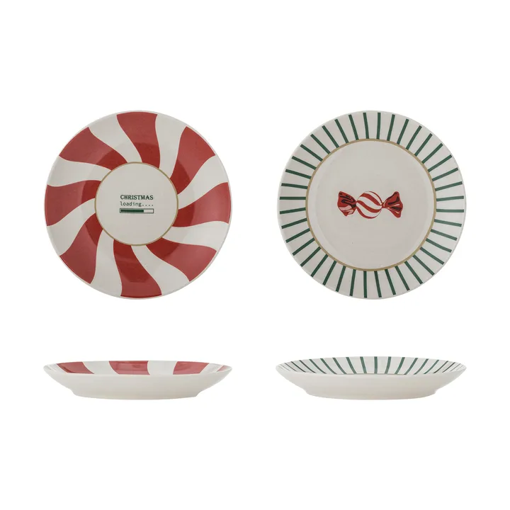 Talerzyk Yule - Czerwono-zielony, 2 szt., Ø12,5 cm - Bloomingville