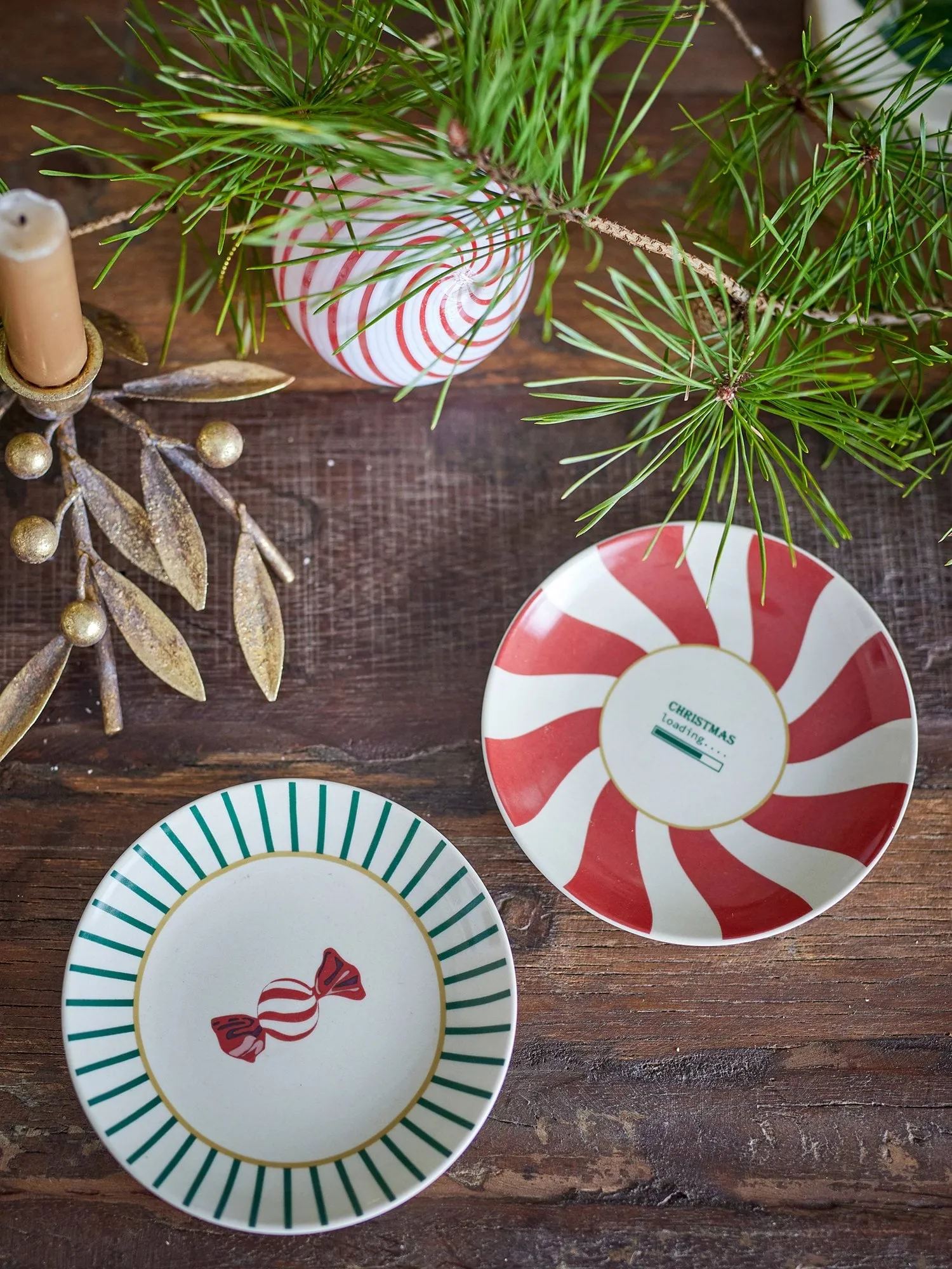 Talerzyk Yule, Czerwono-zielony, 2 szt., Ø12,5 cm Bloomingville