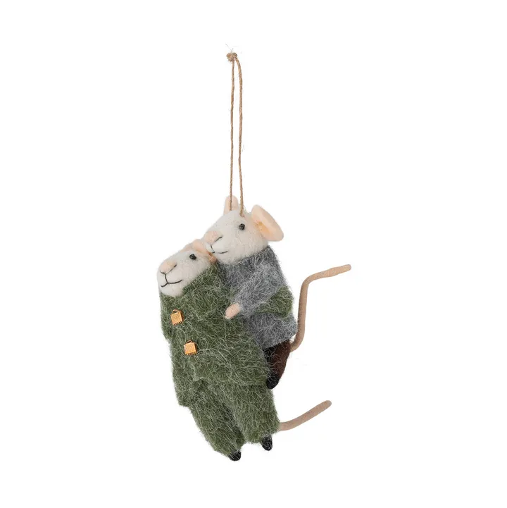 Wełniana zawieszka na choinkę Peo 2 szt. - Zielono-szary, 11 cm - Bloomingville